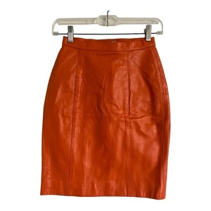 Vintage 80s La Roxx Red Leather Mini Skirt Size 4 - Picture 1 of 7