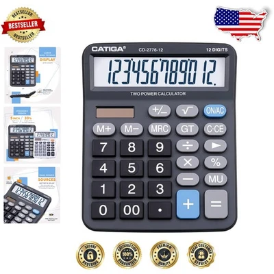 Durable Commercial Calculator, 5" Big LCD, Giant Keys, Dual Power, Finance Ready - Image 1 of 4