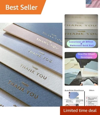 Шикарные благодарственные открытки с золотой фольгой и конвертами на каждый случай упаковка 36 шт. - Изображение 1 из 4