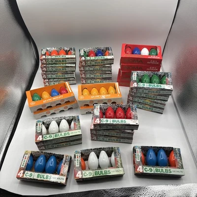 116  Vintage NOMA C-9 Christmas Bulbs Orange Green Blue Wht String Lightbulbs C9 - Image 1 of 4