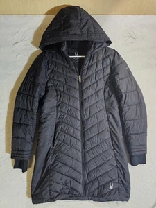 Spyder Signature Boundless cappotto lungo full zip imbottito con cappuccio nero donna taglia M - Foto 1 di 12
