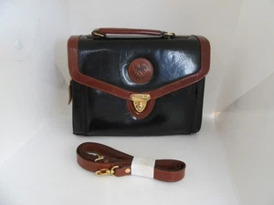 Vintage Marchino Tasche Top Henkel und Umhängetasche schwarz braun Leder - Bild 1 von 6
