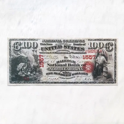100 Dollars 1865 N. Carolina National Currency Reproduction Banknote Fr US# 454 - Image 1 of 4