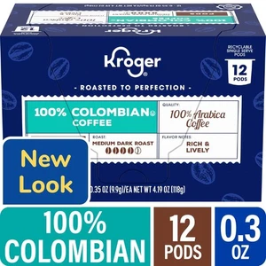 Kroger 100% Colombian Medium Dark Roast Coffee Pods 12 ct - Pack of 3 - Picture 1 of 5