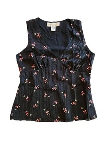 Banana Republic Womens Babydoll Silk Top Sz 2 Black Y2K Fairy Grunge Whimsigoth - Bild 1 von 12