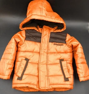 Red Herring Boys Orange & Black Lined Hooded Coat Age 18 24 Months Debenhams - Picture 1 of 3