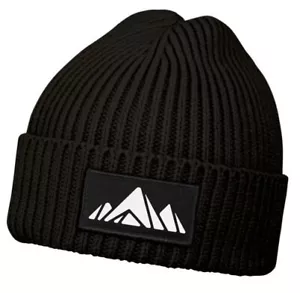Mens Beanie Winter Hat Patch Print Mountains Hiking Outdoor Print - Picture 1 of 17