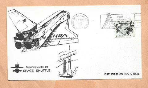 SHUTTLE COLUMBIA STS-1 LAUNCH APR 12,1981 KSC BEGIN NEW ERA SPACE CARD NASA *** Cover