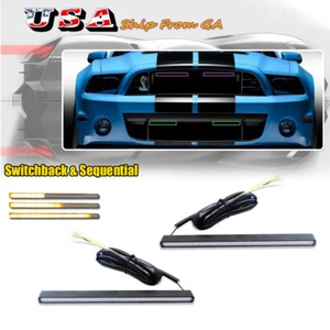 2PCS Slim Switchback LED Fog Lamps DRL Daytime Running Lights Kit White & Amber - Picture 1 of 11