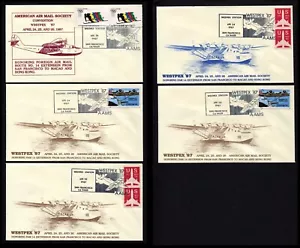 Five 1987 American Air Mail Society Westpex SF Macao Convention Covers AAMS - Picture 1 of 8