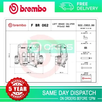 Fits Mercedes Sprinter 2018- 2.1 CDi 3.0 Brake Caliper Front Left Brembo #2 - Image 1 of 4