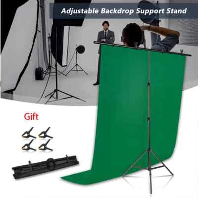 T-Shape Backdrop Stand Kit with Background Cloth Video Chroma Key Green Screen - Image 1 of 4