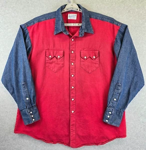 Vintage Rockmount Shirt Men's XXXL Diamond Pearl Snap Saw Tooth Ranch Wear USA - Picture 1 of 10