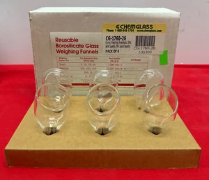 CHEMGLASS CG-1760-26 GLASS FUNNEL 10mL SOLID & 7mL LIQUID - 1 BOX OF QTY 6 - Picture 1 of 5