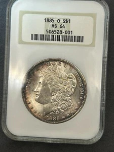 Dólar de plata Morgan 1885-O NGC MS64 bonito tono único PQ - Imagen 1 de 10