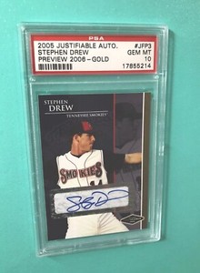 2005 Justifiable Stephen Drew Rc Autograph GOLD #/50 - PSA 10 GEM MINT —
