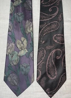 vintage oscar de la renta ties - pastel art deco prints - Image 1 of 2