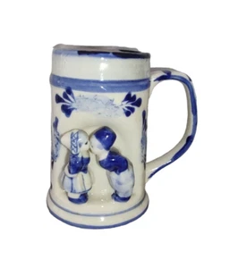 Delfter Blau Küssender Junge Mädchen Krug Tasse Holland blau-weiß Vintage 60er - 70er - Bild 1 von 12