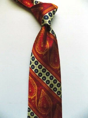 Corbata retro de seda vintage Lanvin impresionante patrón naranja y dorado corbata ancha de colección Foto 1 de 4