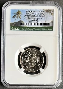 2020 25C W - American Samoa Park - Early Releases - NGC MS67 - Early Releases - Picture 1 of 2