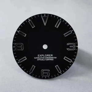 DS EXP Dial Black Lume Dark Green Glows S Logo Mod 28.5MM NH35 4R36 Custom Logo - Picture 1 of 2