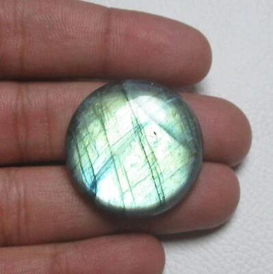 Natural Labradorite Cabochon Round 64.80 Ct Flat back Loose Gemstone H 8511 - Image 1 of 4