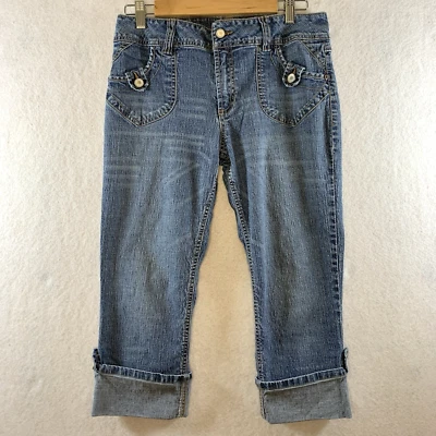 Vintage 90s Gitano Womens Y2K Capri Jeans Sz 10 Blue Rolled Cuff Button Mid Rise - Image 1 of 4