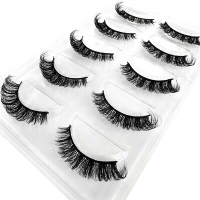 5 Pairs Real Faux Mink DD Curl Strip Russian Lashes Natural Look  Medium Length • 1.85€