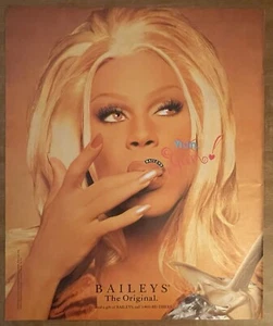 Rupaul Baileys 1995 Crema Irlandesa Drag Queen LGBT Gay Queer Celebridad Años 90 Anuncio Impreso - Imagen 1 de 2