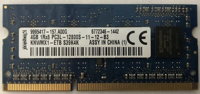 4GB Kingston DDR3 Laptop Memory DIMM RAM PC3L-12800S DDR3-1600 - Image 1 of 2