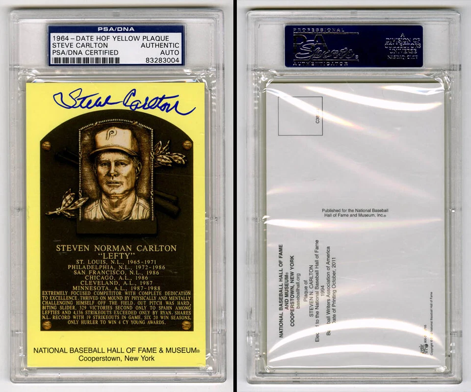 Steve Carlton SIGNED Baseball Hall of Fame Plaque Phillies PSA/DNA AUTOGRAPHED - Image 1 of 1
