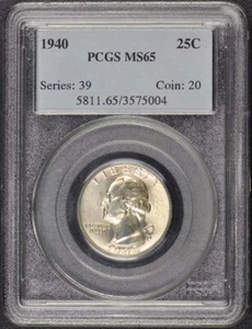 1940 25C Washington Quarter PCGS MS65 - Picture 1 of 2