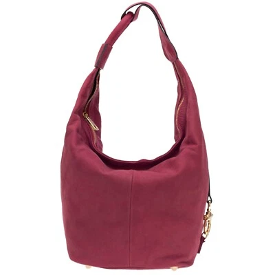 Bolso Hobo Grande Nardelli Hecho en Italia Púrpura Polvoriento Cuero Nobuck Genuino Foto 1 de 4