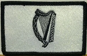 IRISH Flag Patch With Hook & Loop Fastener Black & White. BLACK Border #2 - Picture 1 of 1