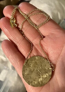 Marcia Moran Gold Disc Pendant Necklace 16” - Picture 1 of 5