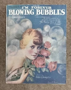 I'm Forever Blowing Bubbles 3 pgs 1 song Sheet music Helen Carrington Remick & D - Imagen 1 de 1