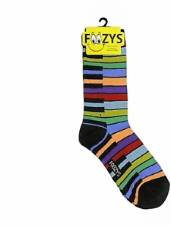 Foozys Colorful Piano Keys Multi Women's Crew Socks Size 4 through 10 1 Pair - Image 1 of 1