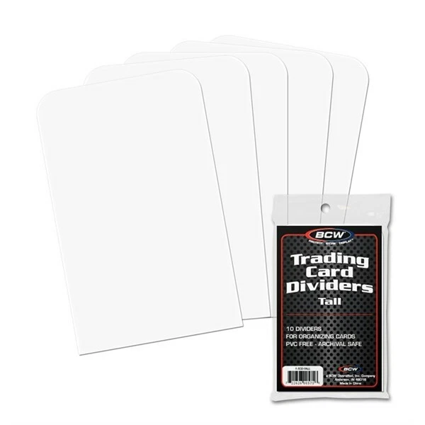 100 BCW Archival White Plastic Tabbed Tall Baseball Trading Card Box Dividers - Image 1 of 1
