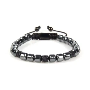 Armband Metallperlen & schwarze Kristalle - Bild 1 von 4