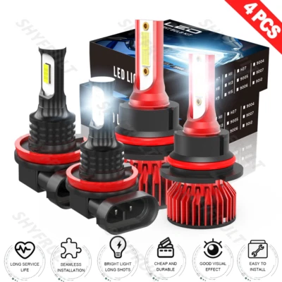 Bright 6000K For Suzuki SX4 Crossover 2012 LED Headlight Bulbs 9007+H11 White - Image 1 of 4