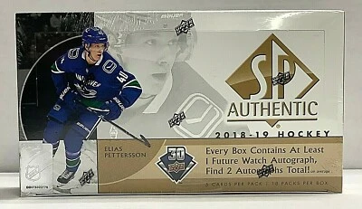 2018-19 SP Authentic Hockey Factory Sealed Hobby Box Elias Pettersson RC  - Image 1 of 2