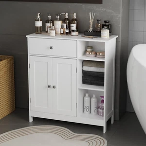 Ufurniture Bathroom Floor Cabinet Storage Cupboard with Drawer Shelves - Picture 1 of 11