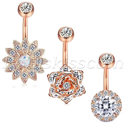 3pcs Charm Stainless Steel Belly Button Navel Ring Nails Body Piercing Jewelry - Image 1 of 4