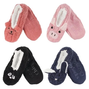 Women's Soft Warm Fuzzy Furry Cozy Animal Non-Slip Slippers Socks, 3 Pairs - Picture 1 of 16