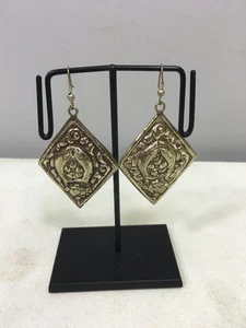Pendientes colgantes de peces de plata tibetana grabados - Imagen 1 de 1