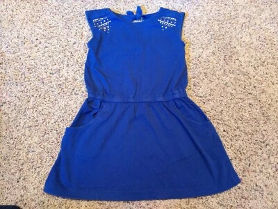 Vestido sin mangas Crazy Eight talla 5/6 azul marino de algodón con detalles dorados para niña Foto 1 de 4