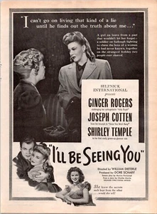 Anuncio impreso de la película Shirley Temple de la Segunda Guerra Mundial de 1945 de colección - Imagen 1 de 1