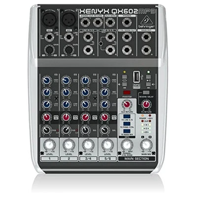 Behringer XENYX QX602MP3 Premium 6-Input 2-Bus Mixer with XENYX Mic Preamps - Image 1 of 4