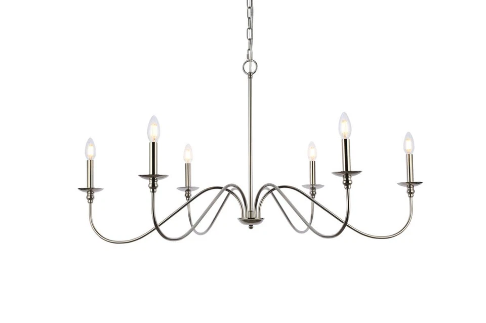 Living District LD5056D42PN Six Light Chelier Rohan Polished Nickel