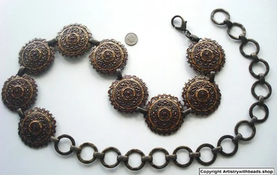 CHICOS 40 в бронзе покрытием красный и золотой эмалированный цепочка связанный ремень FJ022 - Изображение 1 из 4